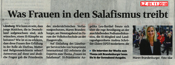 Maren Brandenburger, Präsidentin des Niedersächsischen Verfassungsschutzes, sprach auf Einladung vom Club über "Frauen im Salafismus", Bericht aus der LZ 